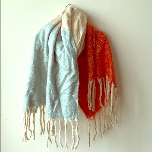 ADDITION ELLE - Cream, orange and blue scarf